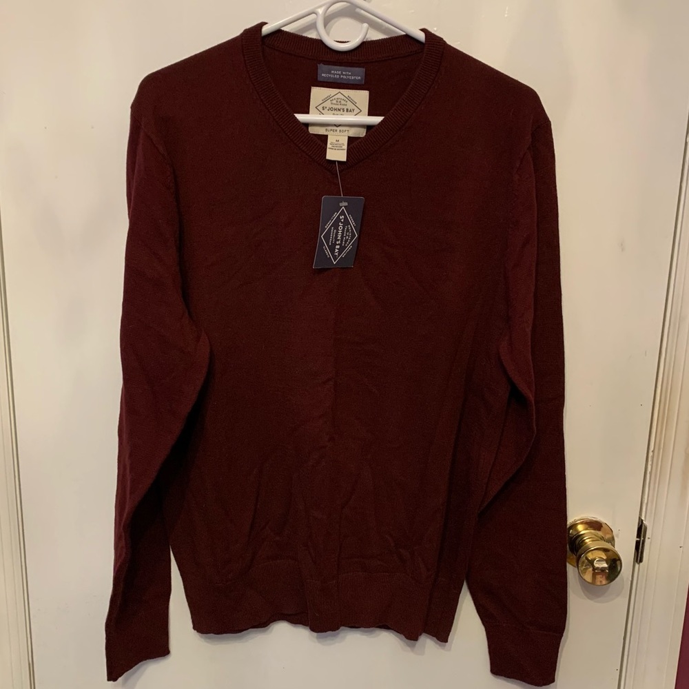 NWT red V neck sweater